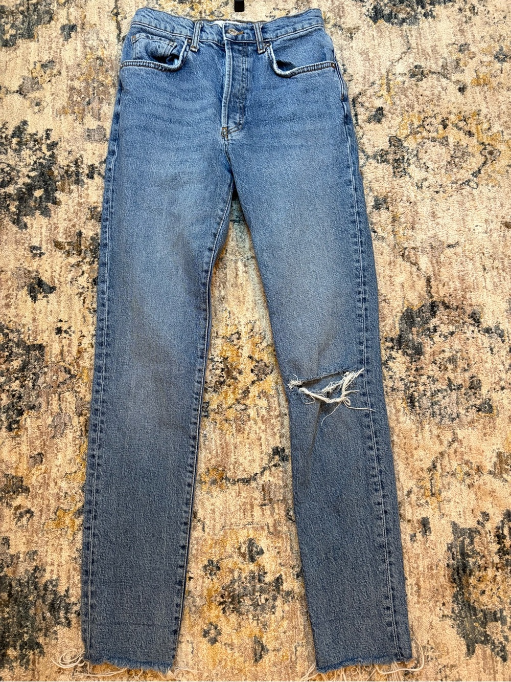 Free People We The Free high waisted distressed blue denim jeans size 27